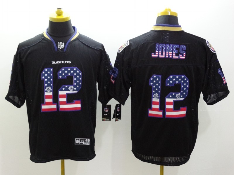 Men's Baltimore Ravens Jacoby Jones #12 Black Jersey